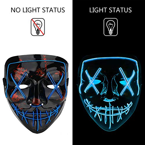 Poptrend Halloween Mask LED Light up Mask for Festival Cosplay Halloween Costume Masquerade Parties,Carnival,Gifts (Blue)