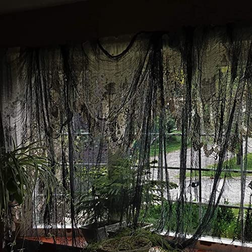 Biubee Pack of 5 Halloween Black Creepy Cloth- Spooky Fabric Cloth Halloween Decorations Clearance for Haunted House Halloween Party Doorway Outdoors Decoration (30×72inch)