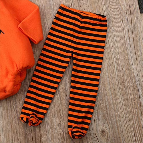 Infant Toddler Baby Girls Boys Halloween Pumpkin Costumes Cute Hooded Romper Top Leggings Pants Outfit Clothes Set (12-18 Months, Orange Hoodie+stripe Pants)