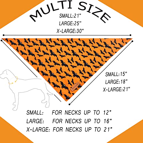 Realeaf Halloween Dog Bandanas 2 Pack, Pumpkin Thanksgiving Dog Bandana Fall Dog Scarf for Boy and Girl, Premium Durable Fabric, Orange Holiday Bandana for Large and Extra Large Dogs (X-Large)