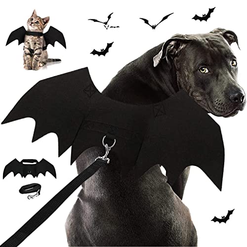 Strangefly Halloween Dog Bat Costume, Dog Bat Wings with Pet Leads, Funny Dog Cool Apparel Decoration, Dress Up Party Accessories for Cat Puppy Small Medium Large Dog Doggy Outfits(Large)
