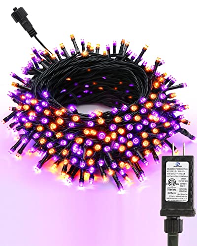 Flacchi Orange & Purple Halloween Lights 82 Ft 200 LED String Lights 8 Modes Timer Function Low Voltage Indoor & Outdoor Mini Lights for Holiday, Christmas Decor, Garden, Party, Halloween Decorations