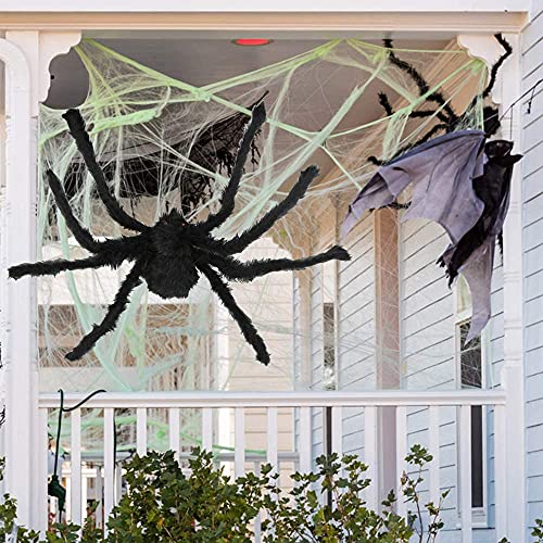 UHdod 2 Pack Giant Spider for Halloween Decoration, 55 Inch Halloween Spider for Indoor Outdoor Yard Halloween Decoration Fake Spider Scary Furry Spider Props