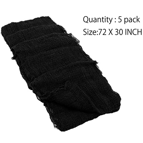 Biubee Pack of 5 Halloween Black Creepy Cloth- Spooky Fabric Cloth Halloween Decorations Clearance for Haunted House Halloween Party Doorway Outdoors Decoration (30×72inch)