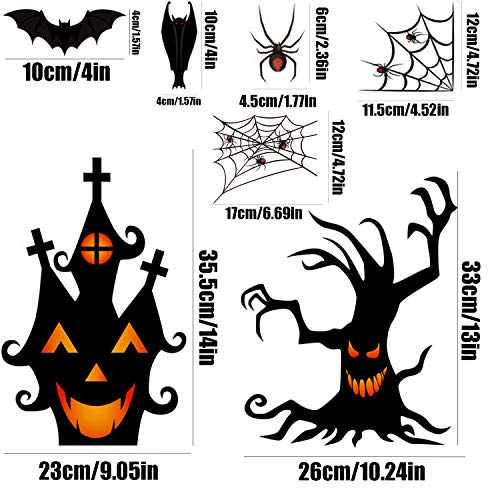 VEYLIN 8Sheets 150Pcs Halloween Window Clings, Double-Side Spooky Removable Window Sticker for Halloween Party Decoration