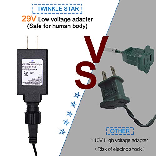 Twinkle Star C9 Halloween String Lights, 50 LED 33ft Outdoor Fairy Lights with 29V Safe Adaptor, Extendable Green Wire Christmas String Lights for Patio Xmas Tree Wedding Party Decoration, Purple