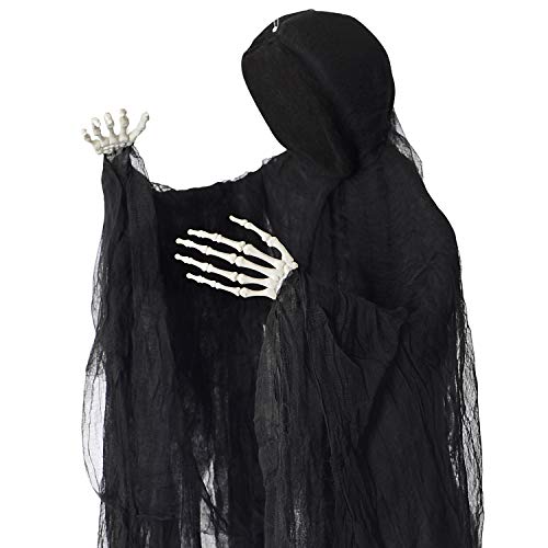 NEWBEA 5 Ft Halloween Hanging Grim Reaper, Creepy Faceless Ghost Large Life-Size Halloween Decor Prop