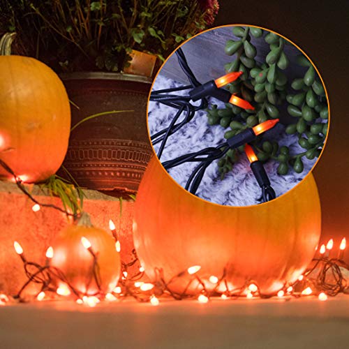 Mini Christmas Lights, 150 LED Incandescent Halloween Lights, 33FT 120V UL Certified Xmas Tree Lights for Christmas, Patio, Holiday, Party, Home, Indoor and Outdoor Decoration, Orange