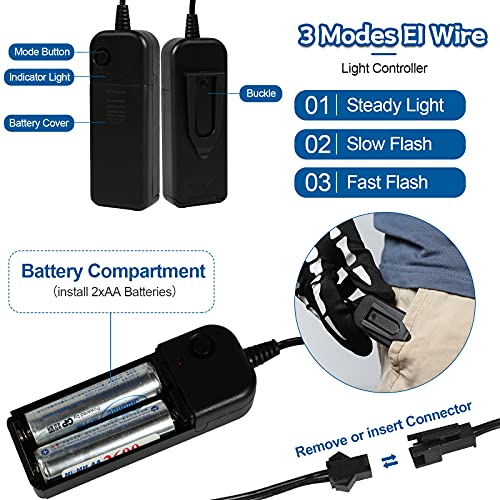 Halloween Mask LED Light up EL Wire Purge Scary Mask Cosplay for Festival Parties Masquerade Parties for Kids Men Women(Blue-purple)