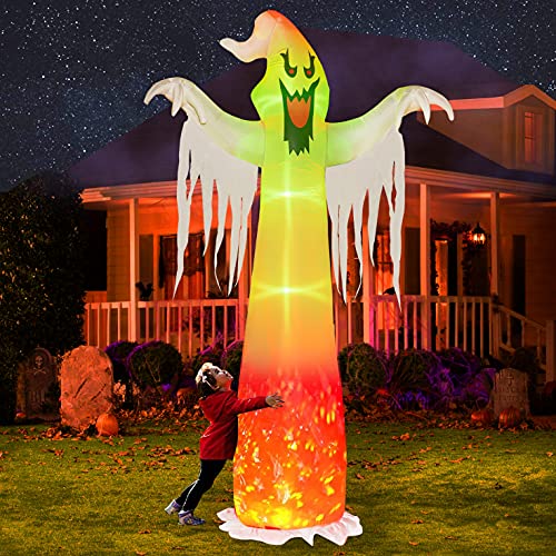 Hourleey 9 FT Halloween Inflatables Outdoor, Halloween Blow Up Yard Decorations with Built-in LED Lights for Indoor Outdoor Party Garden Lawn Clearance (Ghost)
