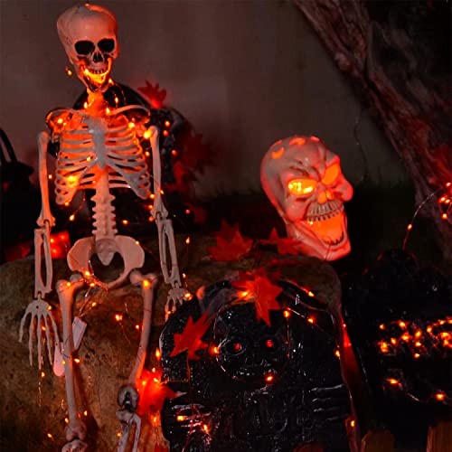 Homemory 4 Pack 20 Ft 60 LED Halloween Fairy Lights, Battery Operated Christmas Lights with Remote, Waterproof 8 Modes Firefly Twinkle String Lights for Party Halloween Decorations, Orange