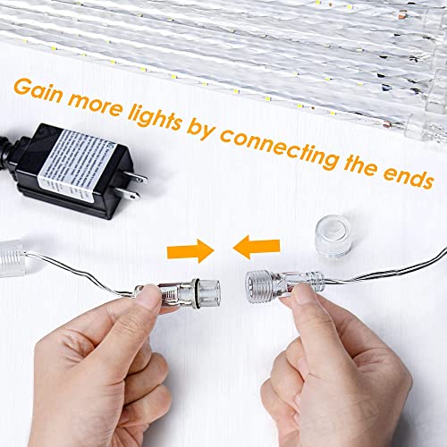 PGFUN Meteor Shower Rain Lights 12.2 inch 12 Tubes 288 LEDs Christmas Snow Falling Icicle LED String Lights Cascading Lighting for Halloween Wedding Garden Trees Patio Decoration (White)