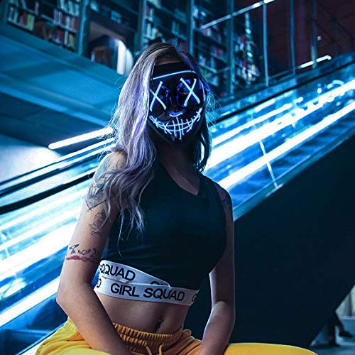 Halloween Mask LED Light up Mask (2 Pack) Scary mask for Festival Cosplay Halloween Costume Masquerade Parties,Carnival