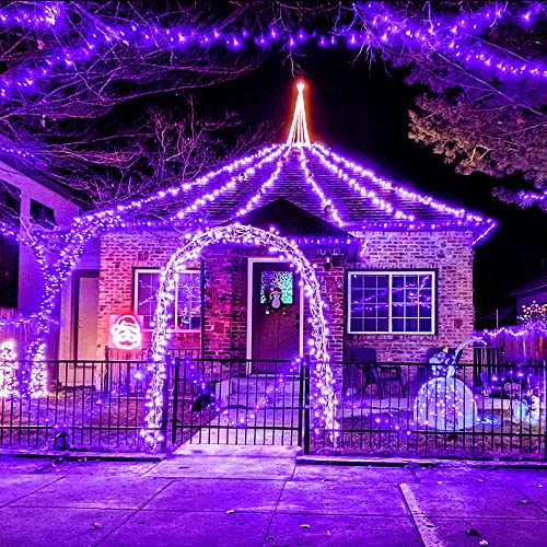 JMEXSUSS 4 Pack 50 LED Purple Fairy Lights Battery Operated, 16.1ft Silver Wire Mini Fairy Lights Waterproof, String Fairy Lights for Bedroom Indoor Patio Party Gifts Christmas Halloween Decoration