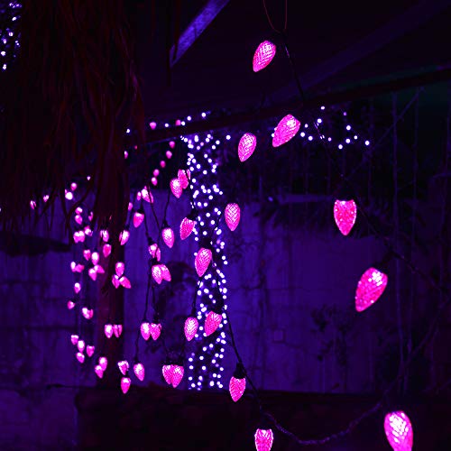 Twinkle Star C9 Halloween String Lights, 50 LED 33ft Outdoor Fairy Lights with 29V Safe Adaptor, Extendable Green Wire Christmas String Lights for Patio Xmas Tree Wedding Party Decoration, Purple