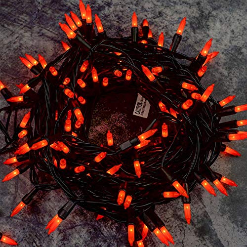 Mini Christmas Lights, 150 LED Incandescent Halloween Lights, 33FT 120V UL Certified Xmas Tree Lights for Christmas, Patio, Holiday, Party, Home, Indoor and Outdoor Decoration, Orange