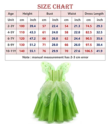 Axaxa Tinker Bell Halloween Costumes for Baby Girls Girls Fairy Costume Tinkerbell Costume for Girls Include Wings 2-11T