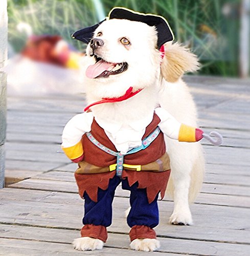 Idepet New Funny Pet Clothes Pirate Dog Cat Costume Suit Corsair Dressing up Party Apparel Clothing for Cat Dog Plus Hat (Small)