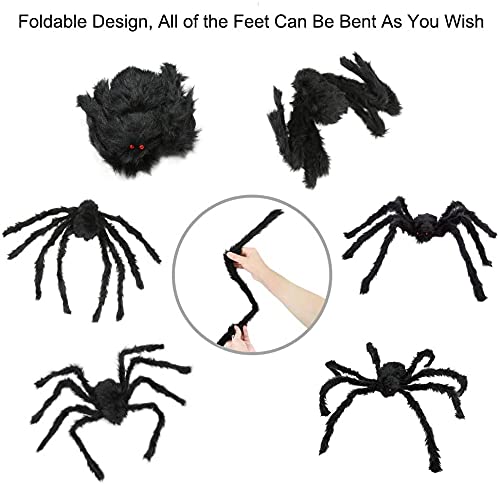 UHdod 2 Pack Giant Spider for Halloween Decoration, 55 Inch Halloween Spider for Indoor Outdoor Yard Halloween Decoration Fake Spider Scary Furry Spider Props