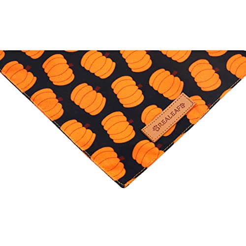 Realeaf Halloween Dog Bandanas 2 Pack, Pumpkin Thanksgiving Dog Bandana Fall Dog Scarf for Boy and Girl, Premium Durable Fabric, Orange Holiday Bandana for Large and Extra Large Dogs (X-Large)