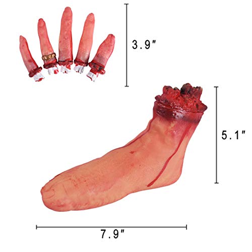 Halloween Blood Props Fake Scary Severed Hand Broken for Haunted House Halloween Vampire Zombie Party Decorations Supplies (Broken hands + feet + fingers)