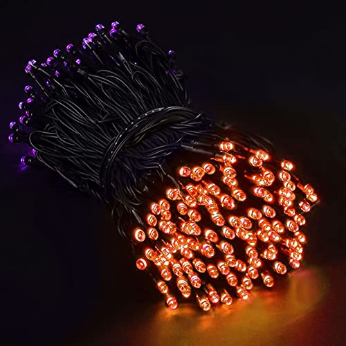 Orange and Purple Halloween lights, 200 LED 66FT Halloween Lights Plug In with 8 Modes, Waterproof Fairy Halloween Lights Outdoor, Indoor Halloween Decorations for Party Yard Room Decorations
