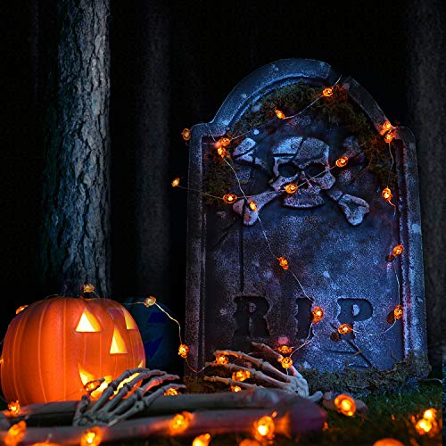 Halloween Pumpkin Lights, 2 Packs 13.5ft 40 LED Battery Operated Led Pumpkin String Lights, Waterproof Orange String Lights for Indoor/Outdoor, Wedding, Bedroom, Home, Window, Halloween Decorations