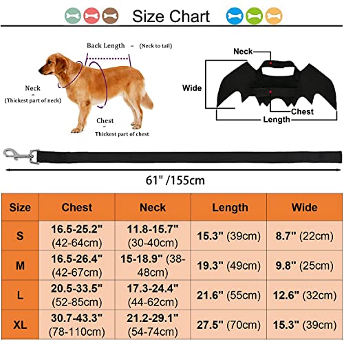 Strangefly Halloween Dog Bat Costume, Dog Bat Wings with Pet Leads, Funny Dog Cool Apparel Decoration, Dress Up Party Accessories for Cat Puppy Small Medium Large Dog Doggy Outfits(Large)