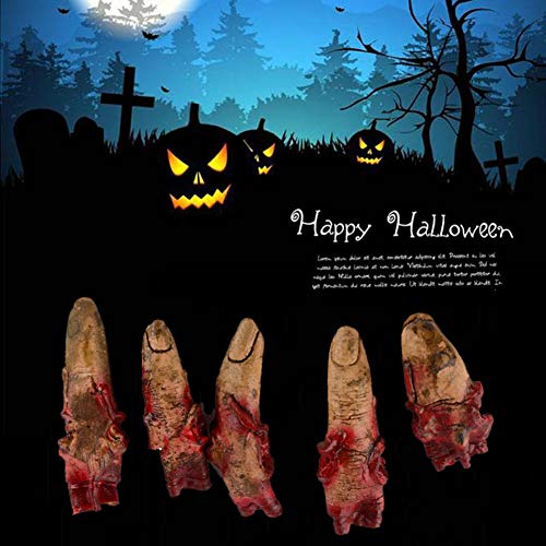 IronBuddy Bloody Fake Fingers Realistic Severed Fingers Horror Scary Prank Toys Fingers Props, Halloween Decorations Props, 5 Fingers (No Rope)