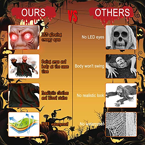 Evoio Animated Halloween Decorations Outdoor Groundbreaker Zombie Props with LED Glowing Eyes and Sound Induction for Indoor, Outdoor, Yard, Party, Graveyard Decorations (Green)