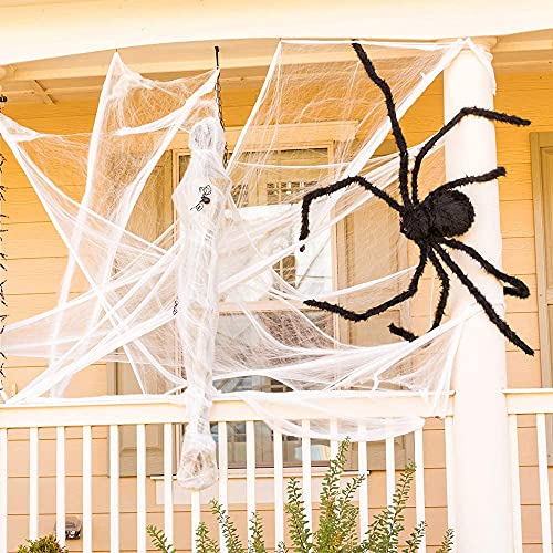 UHdod 2 Pack Giant Spider for Halloween Decoration, 55 Inch Halloween Spider for Indoor Outdoor Yard Halloween Decoration Fake Spider Scary Furry Spider Props