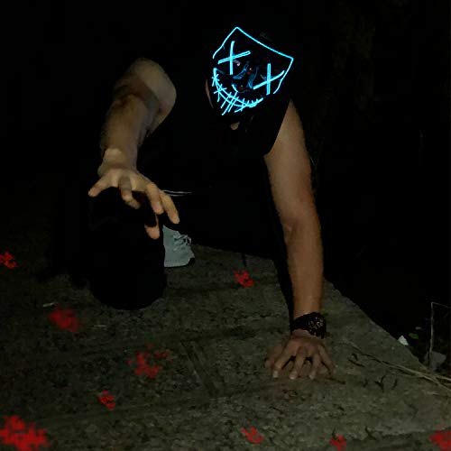 Poptrend Halloween Mask LED Light up Mask for Festival Cosplay Halloween Costume Masquerade Parties,Carnival,Gifts (Blue)