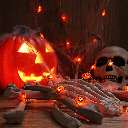 Halloween Pumpkin Lights, 2 Packs 13.5ft 40 LED Battery Operated Led Pumpkin String Lights, Waterproof Orange String Lights for Indoor/Outdoor, Wedding, Bedroom, Home, Window, Halloween Decorations