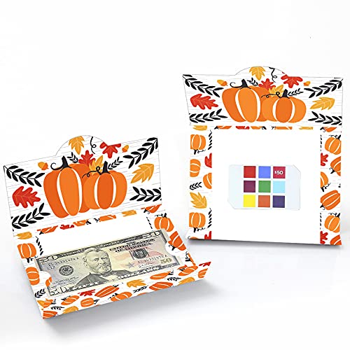 Big Dot of Happiness Fall Pumpkin - Halloween or Thanksgiving Party Money and Gift Card Holders - Set of 8