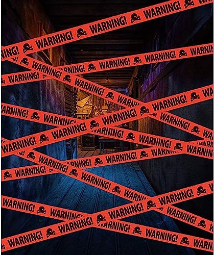Yomiie Halloween Warning Caution Tapes, Orange Skull Fright Barrier Tape - Outdoor Halloween Party Decorations, Crime Scene Decorate, Haunted House Props, Zombie Zone Indoor Decor Supplies