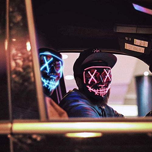Halloween Mask LED Light up Mask (2 Pack) Scary mask for Festival Cosplay Halloween Costume Masquerade Parties,Carnival