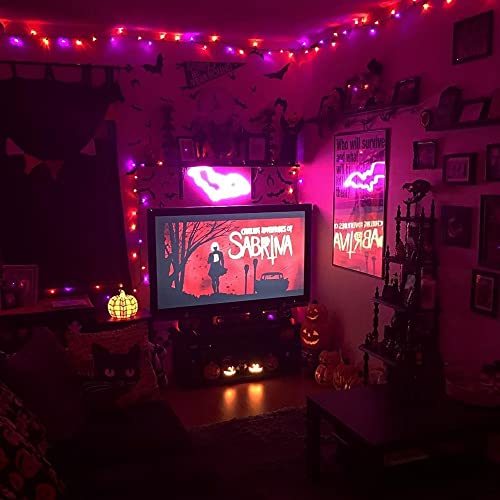 Orange and Purple Halloween lights, 200 LED 66FT Halloween Lights Plug In with 8 Modes, Waterproof Fairy Halloween Lights Outdoor, Indoor Halloween Decorations for Party Yard Room Decorations