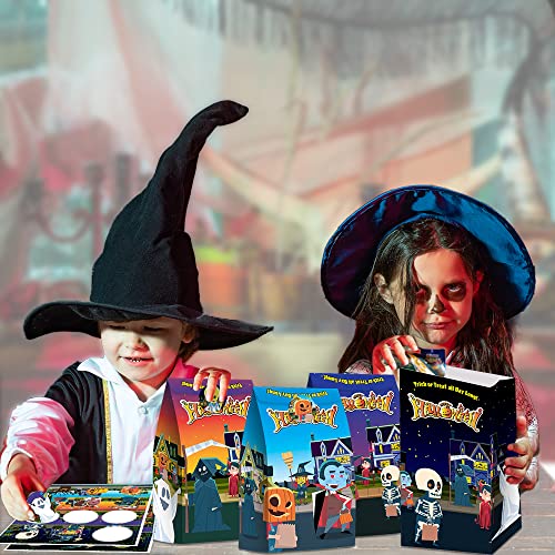 ArtCreativity Halloween Treat Bags, Set of 24 Paper Bags and 24 Stickers, 10 Inch Halloween Candy Bags with Sealing Stickers, Halloween Goodie Bags for Sweets, Toys, Gifts, and More