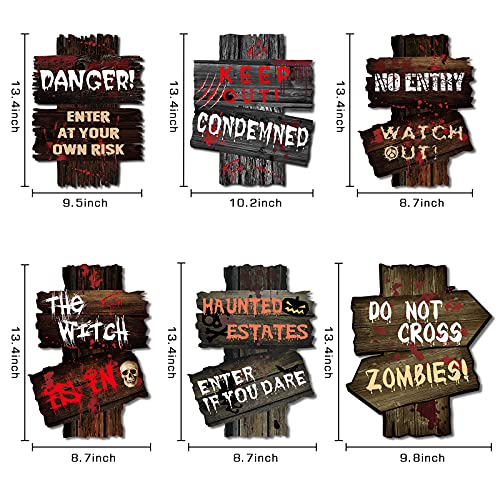 Lapogy Halloween Decorations Yard Signs Stakes Props,6 PCS Halloween Decor Warning Signs Scary Zombie Vampire Graves Party Supplies 13.5" X 10" Theme Party Yard Decor for Indoor and Outdoor,Yard,Lawn