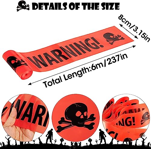 Yomiie Halloween Warning Caution Tapes, Orange Skull Fright Barrier Tape - Outdoor Halloween Party Decorations, Crime Scene Decorate, Haunted House Props, Zombie Zone Indoor Decor Supplies