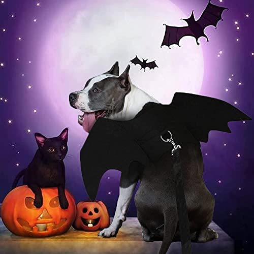 Strangefly Halloween Dog Bat Costume, Dog Bat Wings with Pet Leads, Funny Dog Cool Apparel Decoration, Dress Up Party Accessories for Cat Puppy Small Medium Large Dog Doggy Outfits(Large)