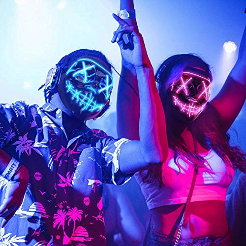 Halloween Mask LED Light up Mask (2 Pack) Scary mask for Festival Cosplay Halloween Costume Masquerade Parties,Carnival