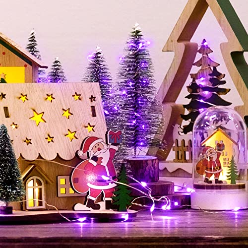 JMEXSUSS 4 Pack 50 LED Purple Fairy Lights Battery Operated, 16.1ft Silver Wire Mini Fairy Lights Waterproof, String Fairy Lights for Bedroom Indoor Patio Party Gifts Christmas Halloween Decoration