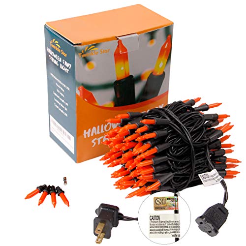 Mini Christmas Lights, 150 LED Incandescent Halloween Lights, 33FT 120V UL Certified Xmas Tree Lights for Christmas, Patio, Holiday, Party, Home, Indoor and Outdoor Decoration, Orange
