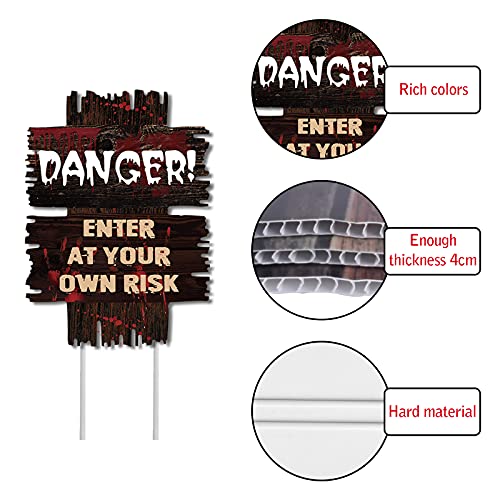 Lapogy Halloween Decorations Yard Signs Stakes Props,6 PCS Halloween Decor Warning Signs Scary Zombie Vampire Graves Party Supplies 13.5" X 10" Theme Party Yard Decor for Indoor and Outdoor,Yard,Lawn