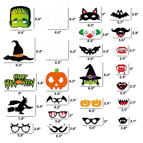 62PCS Halloween Party Decorations Set - Hallowmas Photo Booth Props Banner Balloons Pom Poms Hanging Swirls Spider Pumpkin Ornaments Supplies