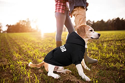 Uteuvili Dog Hoodie Security Dog Sweater Soft Brushed Fleece Dog Clothes Dog Hoodie Sweatshirt with Pocket Dog Sweaters for Medium Dogs(M), Black