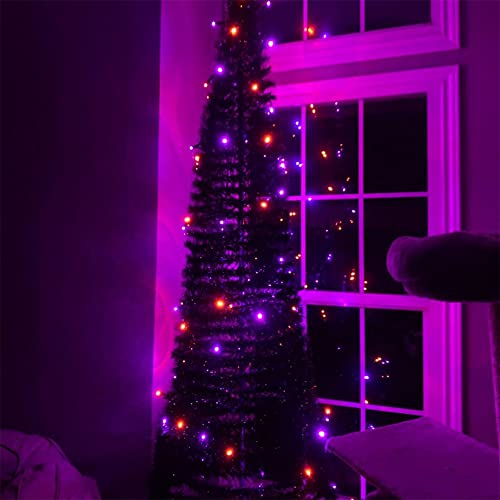 Orange and Purple Halloween lights, 200 LED 66FT Halloween Lights Plug In with 8 Modes, Waterproof Fairy Halloween Lights Outdoor, Indoor Halloween Decorations for Party Yard Room Decorations