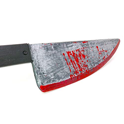 Skeleteen Large Bloody Knife – 16” Long, Realistic Looking Prank Toy, Fake Plastic Blade with Blood Stains - Costume Prop or Gag Blade for Halloween Haunted House, April Fools
