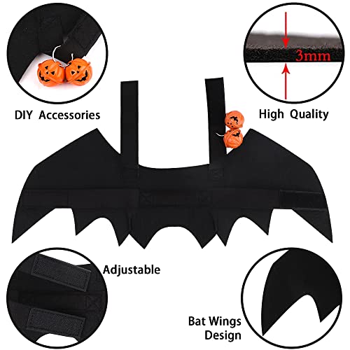 YUJUN Cat Halloween Costume Pets Bat Wing with Pumpkin Shaped Jingle Bells Accessory for Puppy Kitten Halloween Party Costume Supplies